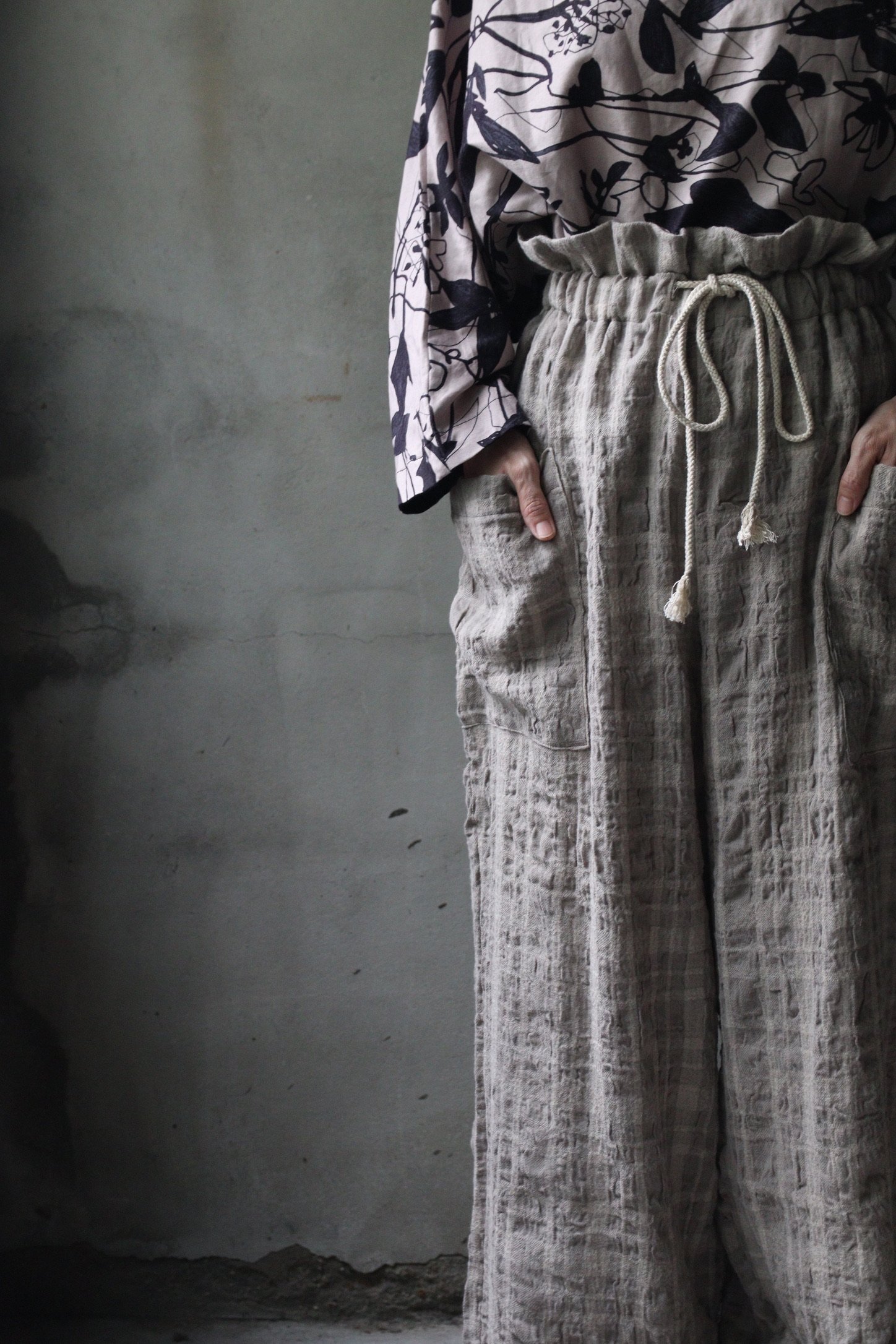 cavane キャヴァネ / Side-Pocket wide pants cotton/wo