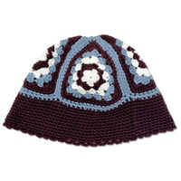 Sailor Knitting Hat <Brown x Cyan Blue x White >