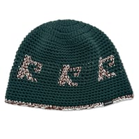 Knitting Hat <Ivy Green x White x Brown>