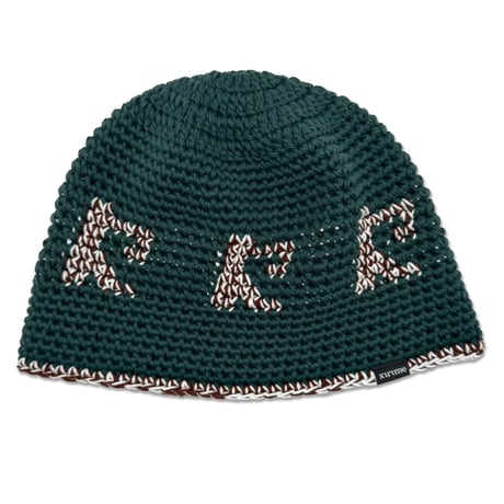 Knitting Hat <Ivy Green x White x Brown>