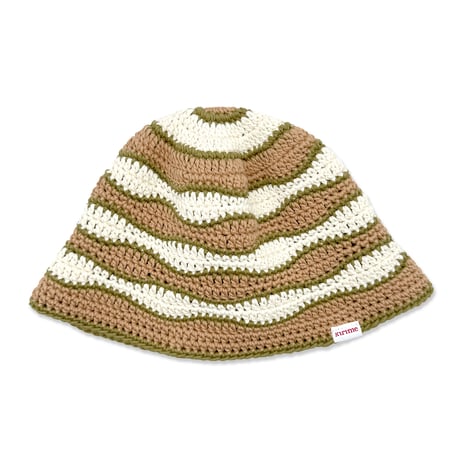 Wave Knitting Hat <Light Brown x Khaki>