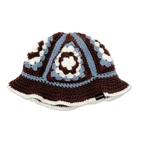 "Baby" Knitting Hat <Brown x Cyan Blue x White >