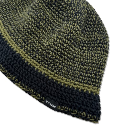 Mix Stripe Knitting Hat <Black x Olive>