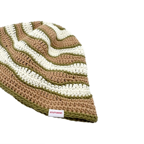 Wave Knitting Hat <Light Brown x Khaki>