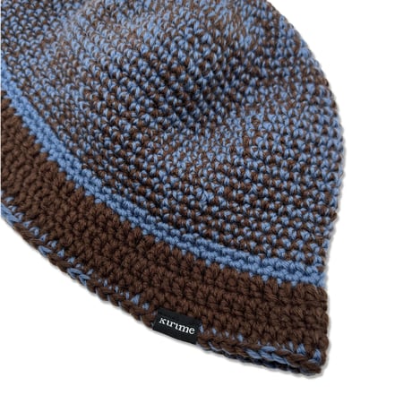 Mix Stripe Knitting Hat <Brown x Marine Blue>