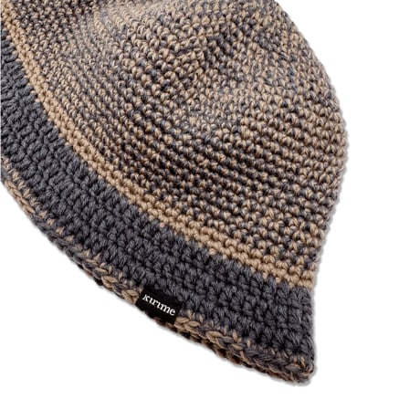 Mix Stripe Knitting Hat <L.Brown x Dark Gray>