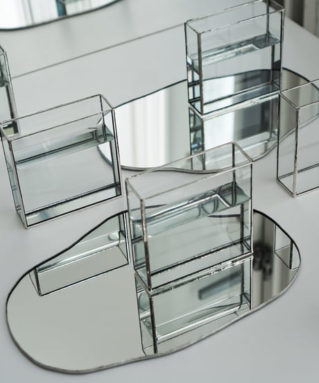 MIRROR PLATE & FLOWER VASE SET / H10 cm