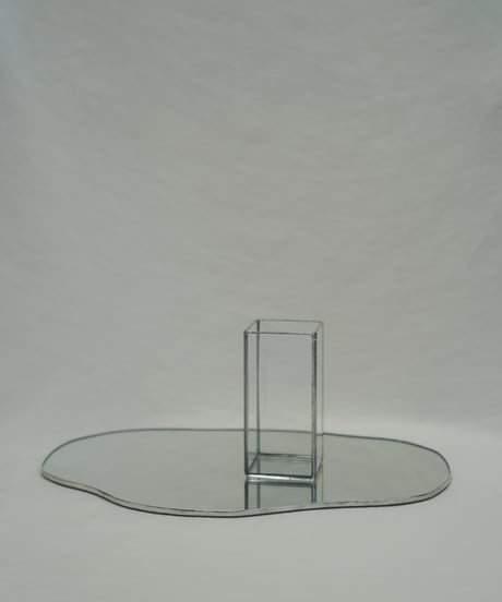 MIRROR PLATE & FLOWER VASE SET / H9.3 cm
