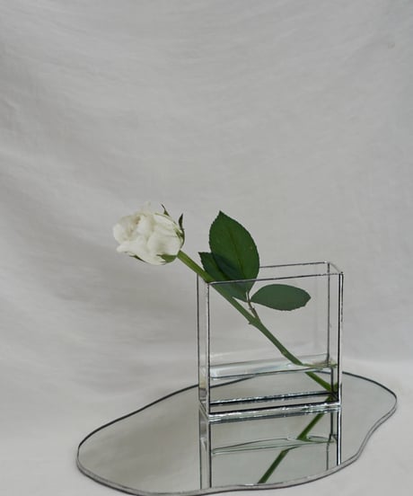MIRROR PLATE & FLOWER VASE SET / H10 cm