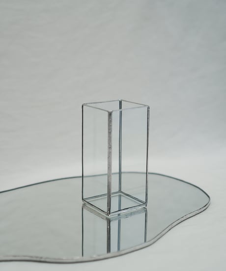 MIRROR PLATE & FLOWER VASE SET / H9.3 cm