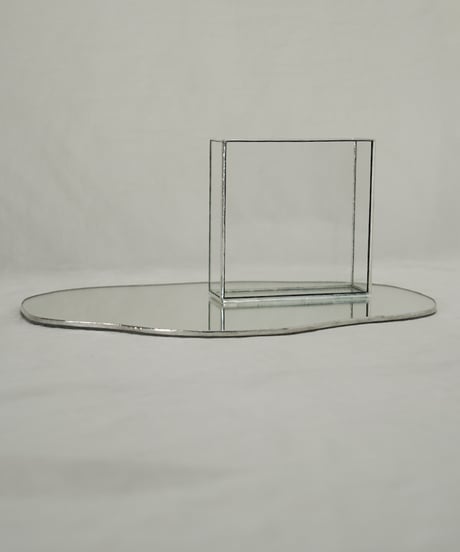 MIRROR PLATE & FLOWER VASE SET / H10 cm