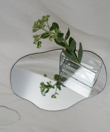MIRROR PLATE & FLOWER VASE SET / H10 cm
