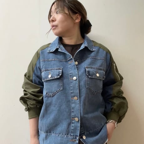 ナイロンドッキングデニムジャケット