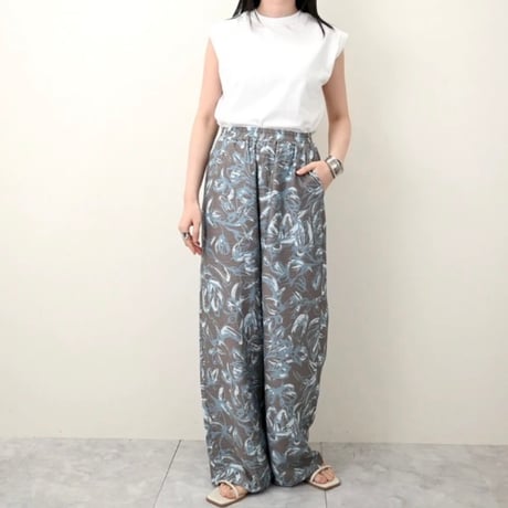 ニュアンス柄プリントラフパンツ