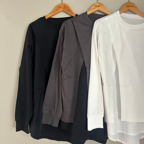 コンパクトスムース布帛ドッキングロングTシャツ
