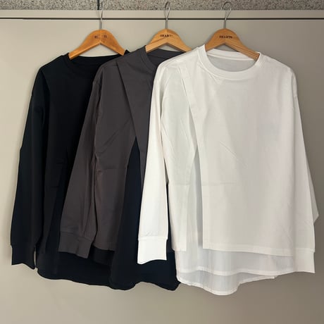コンパクトスムース布帛ドッキングロングTシャツ