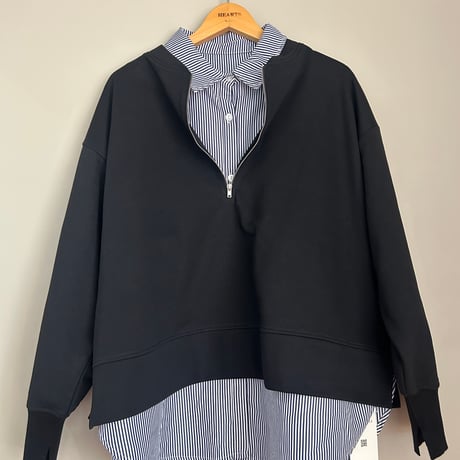 裏毛ハーフジップ×シャツセット