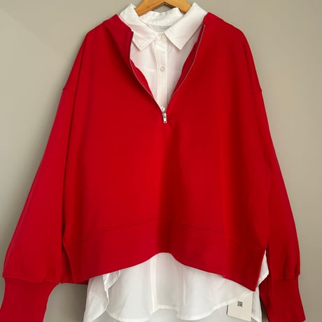 裏毛ハーフジップ×シャツセット