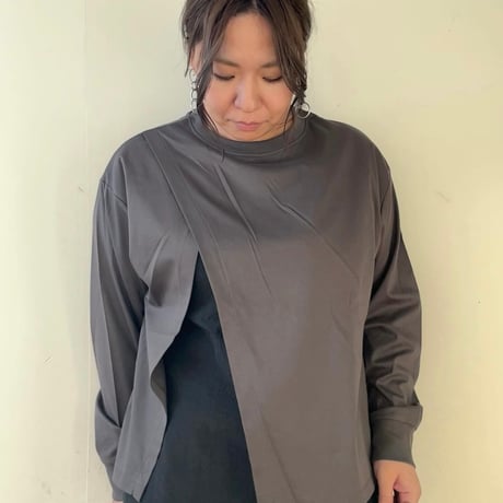コンパクトスムース布帛ドッキングロングTシャツ