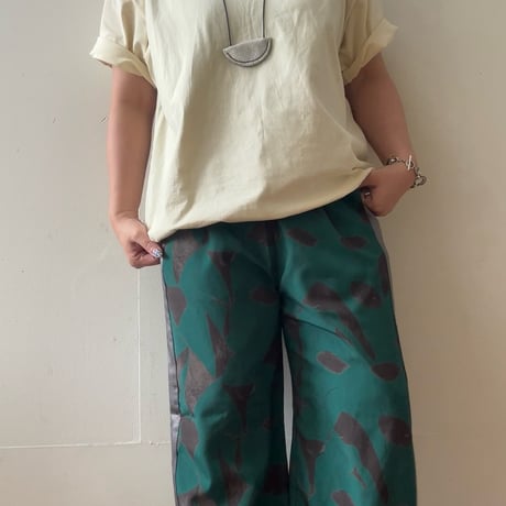 抽象アートプリントパンツ