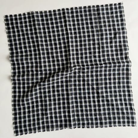 Check Linen Scarf - リネンチェックスカーフ（DarkGREY*OLIVE*WHITE）
