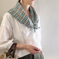Check Linen Scarf - リネンチェックスカーフ（BEIGE*NAVY*GREEN*YELLOW）