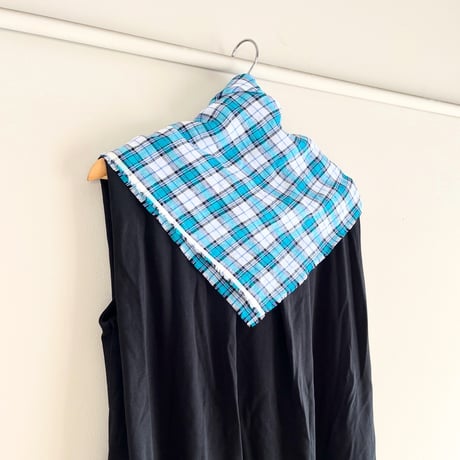 Check Linen Scarf - リネンチェックスカーフ（WHITE*TUQUOISE*BLUE*）