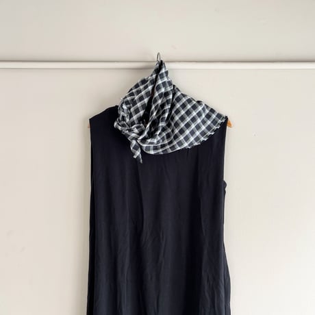 Check Linen Scarf - リネンチェックスカーフ（DarkGREY*OLIVE*WHITE）