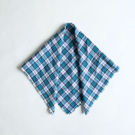Check Linen Scarf - リネンチェックスカーフ（WHITE*TUQUOISE*BLUE*）