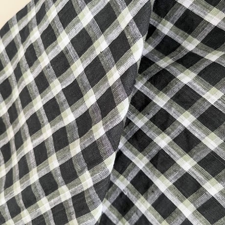 Check Linen Scarf - リネンチェックスカーフ（DarkGREY*OLIVE*WHITE）