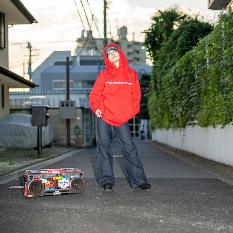 STRAIGHT LOGO HOODIE  (RED)