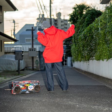 STRAIGHT LOGO HOODIE  (RED)