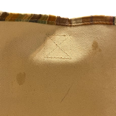 00s- L.L.bean Patchwork Canvas Tote  Bag  With  leather handle