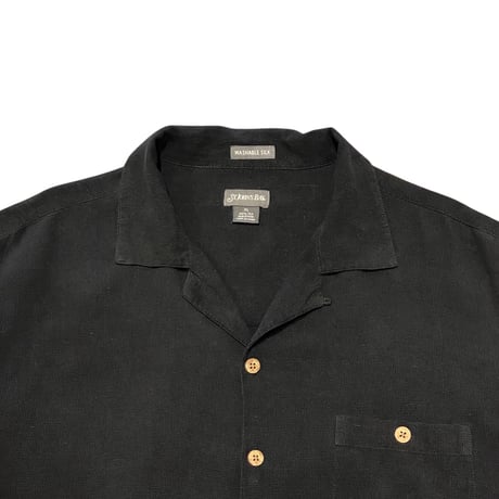 00s~ ST.JOHN'S BAY Silk Open Collar Shirt