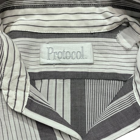 80s~ Protocol Poly/Cotton Striped Shirt