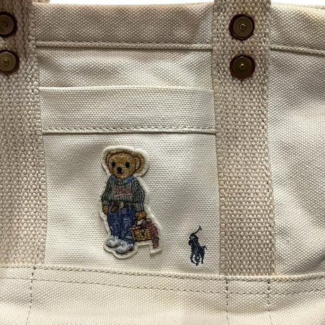 Polo Ralph Lauren Canvas New Orleans Polo Bear Mini Tote