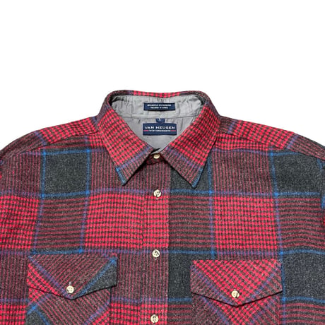 80s- VAN HEUSEN Acrylic Flannel Shirt