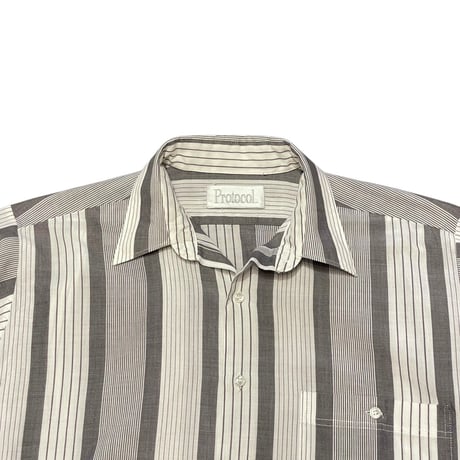 80s~ Protocol Poly/Cotton Striped Shirt