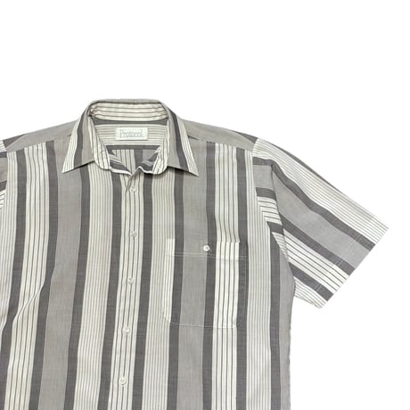 80s~ Protocol Poly/Cotton Striped Shirt