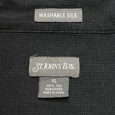 00s~ ST.JOHN'S BAY Silk Open Collar Shirt