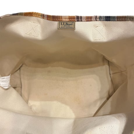 00s- L.L.bean Patchwork Canvas Tote  Bag  With  leather handle