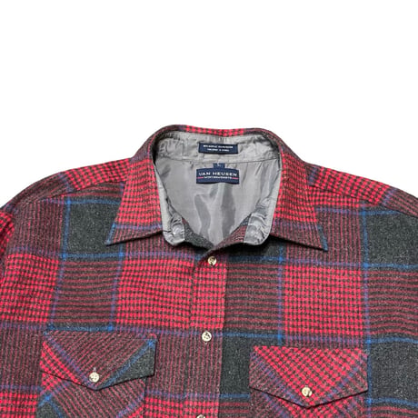 80s- VAN HEUSEN Acrylic Flannel Shirt