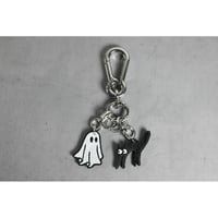 Carabiner Keychain / Black Cat & Sheet Ghost Design (刺繍)