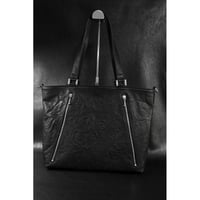 Leather Tote Bag /  Double Side Zipper Design M-size