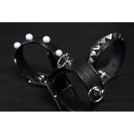 15mm Insert Tip Leather Bracelet / Acute Pyramid Italian Studs Design ( 30th Anniversary Model )