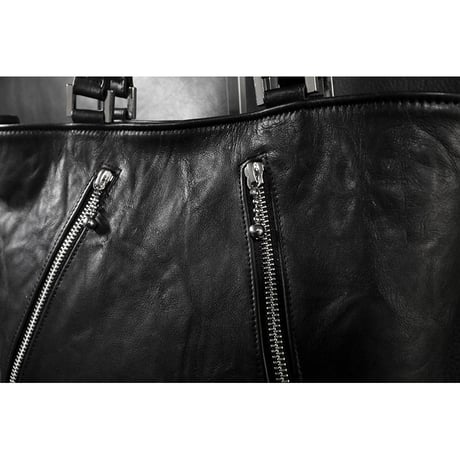Leather Tote Bag /  Double Side Zipper Design S-size