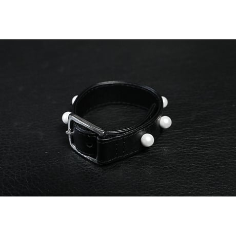 18mm Insert Tip Leather Bracelet / Pearl Style Italian Studs Design ( 30th Anniversary Model )