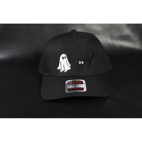 6 Panel Mid-Profile Baseball Cap / Black Cat & Sheet Ghost Design (刺繍)