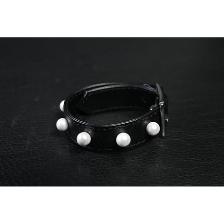 18mm Insert Tip Leather Bracelet / Pearl Style Italian Studs Design ( 30th Anniversary Model )