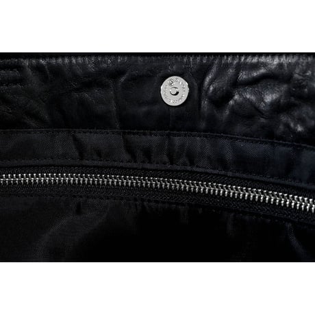 Leather Tote Bag /  Double Side Zipper Design M-size